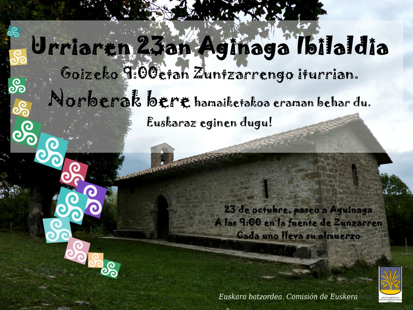 Aginagara ibilaldia datorren igandean, urriak 23/Paseo a Aginaga el próximo domingo 23 de octubre Aginagara ibilaldia datorren igandean, urriak 23/Paseo a Aginaga el próximo domingo 23 de octubre