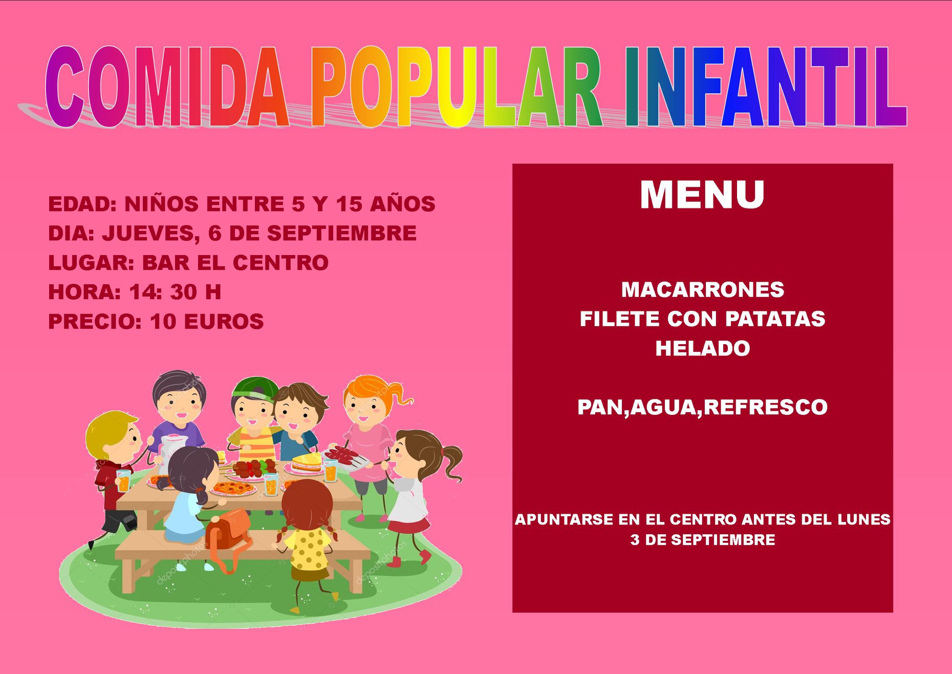 COMIDA INFANTIL FIESTAS DE MONREAL