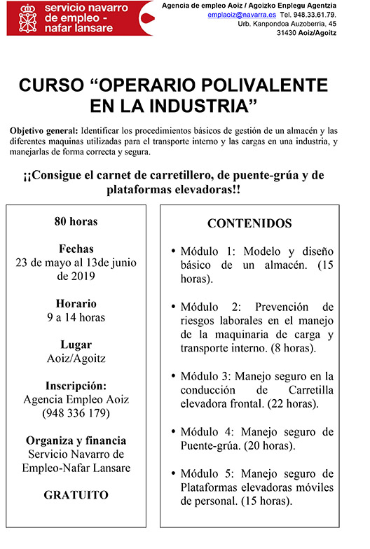 Curso de “Operario Polivalente en la Industria”