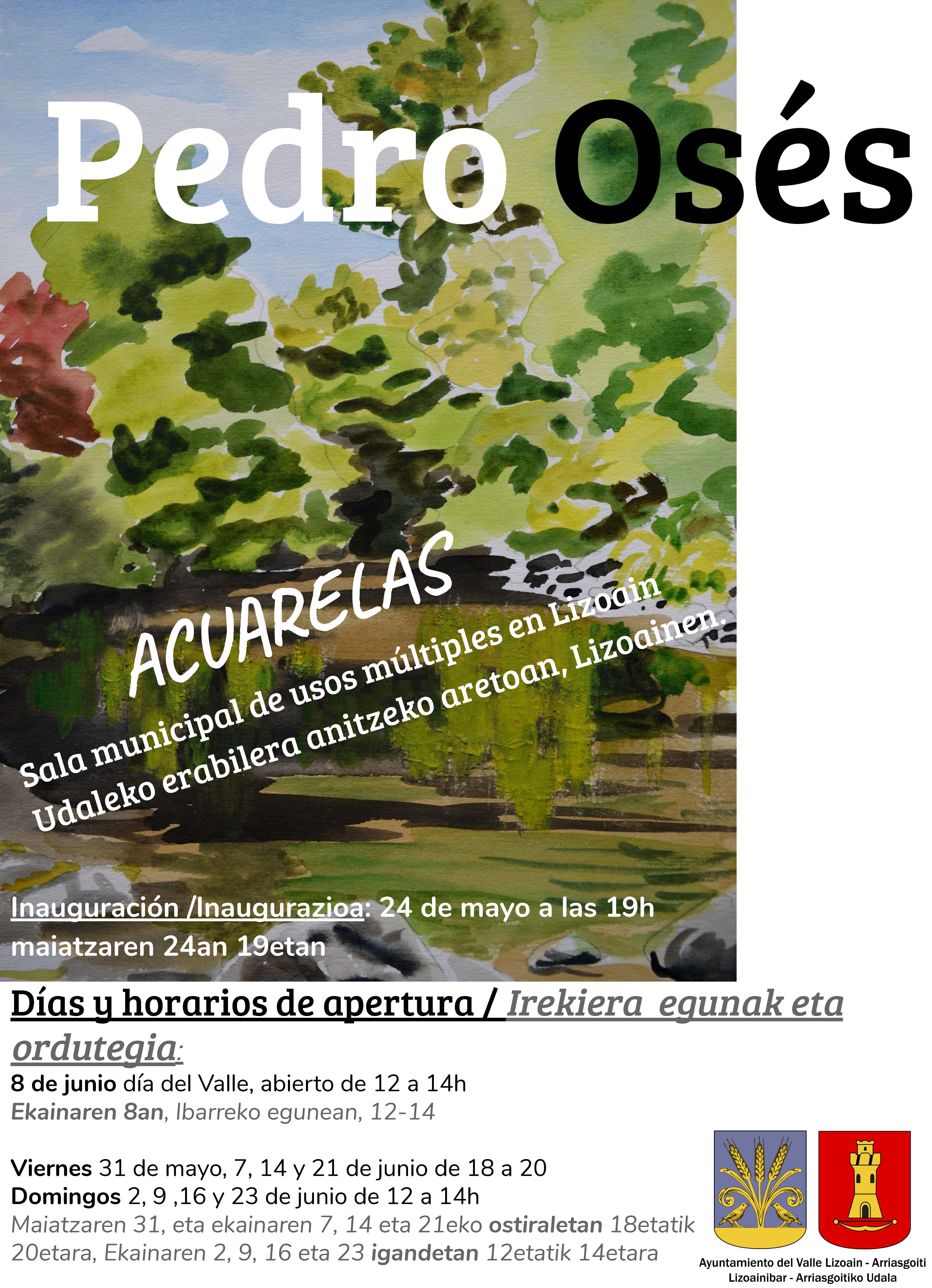 Exposición «Acuarelas» de Pedro Osés en Lizoain-Arriasgoiti/Pedro Osés margolariaren «Acuarelas» erakusketa Lizoainibar-Arriasgoitin