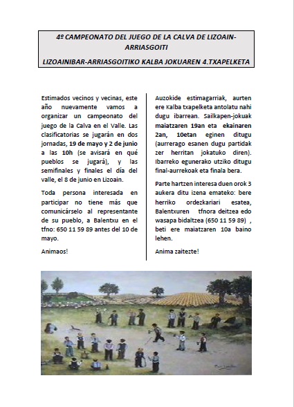 4º campeonato de Calva en Lizoain-Arriasgoiti/ 4. kalba txapelketa Lizoainibar-Arriasgoitin 4º campeonato de Calva en Lizoain-Arriasgoiti/ 4. kalba txapelketa Lizoainibar-Arriasgoitin