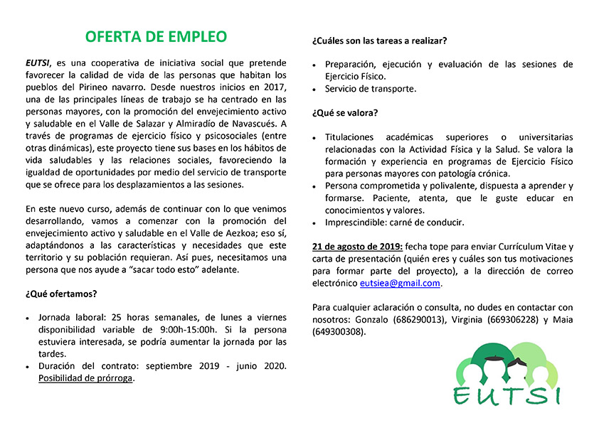 OFERTA DE EMPLEO/LAN ESKAINTZA