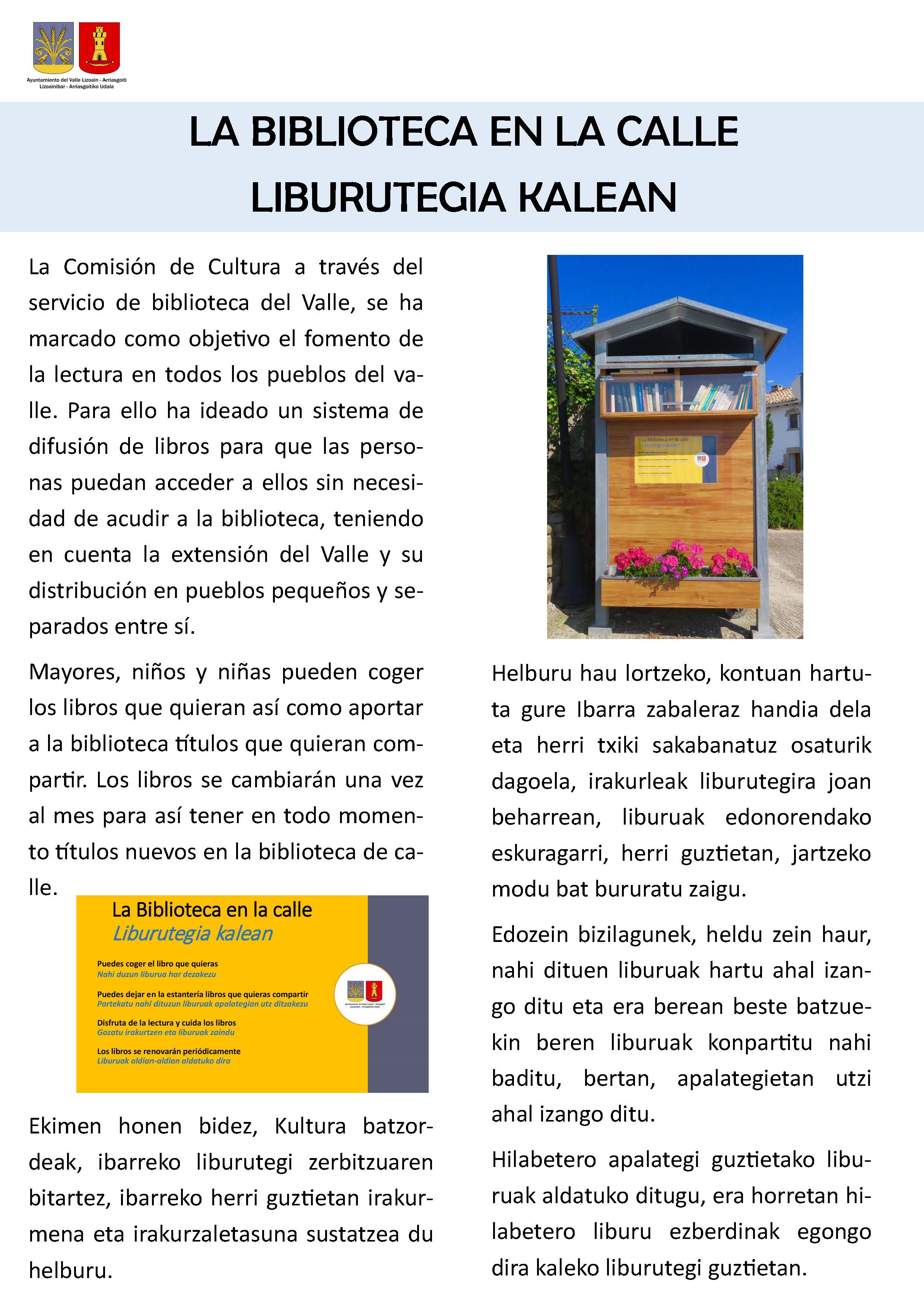 La Biblioteca en las calles de Lizoain-Arriasgoiti/Liburutegia Lizoainibar-Arriasgoitiko kaleetan
