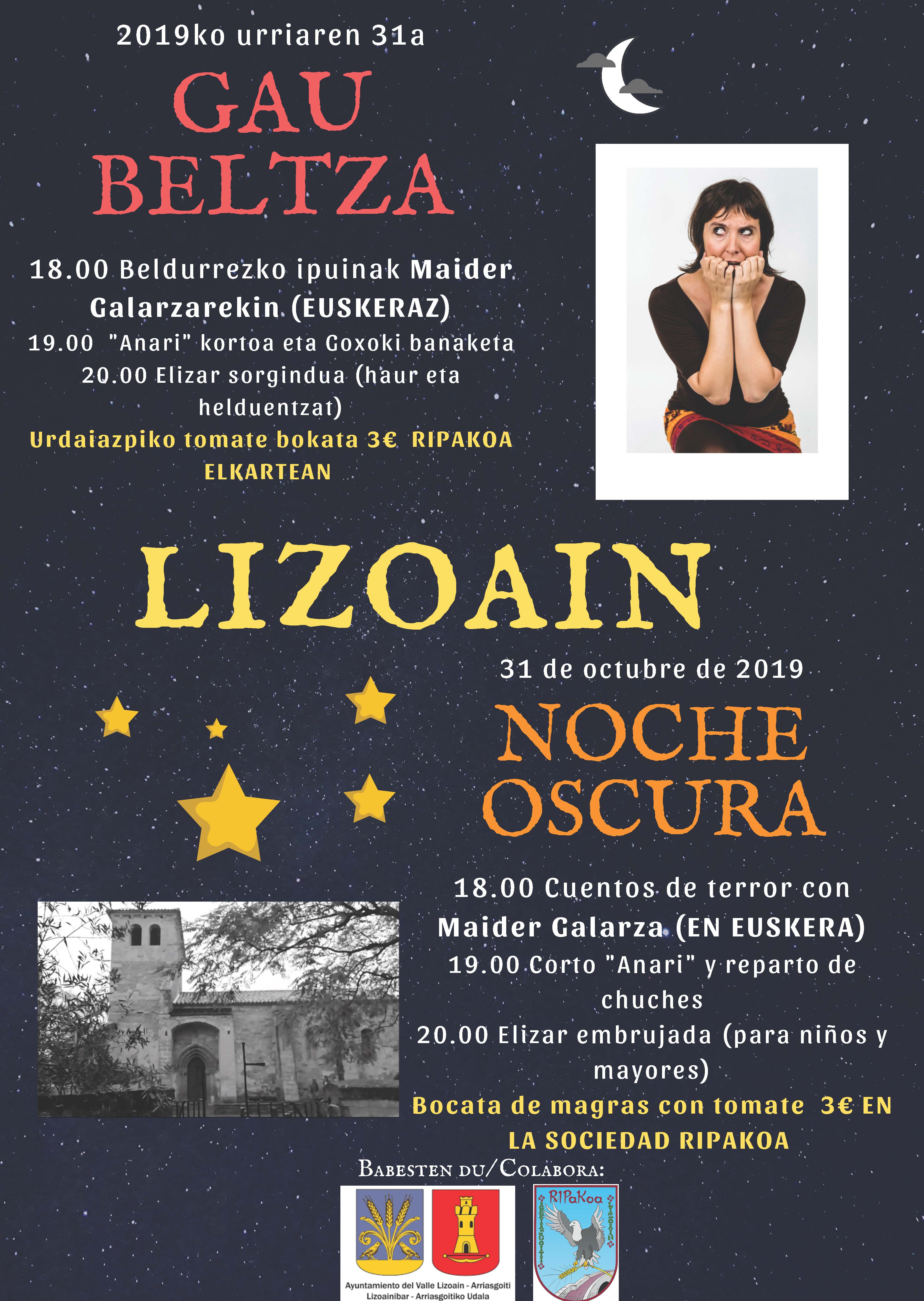 Gau beltza Lizoainen…31rako jarduerak/Noche oscura en Lizoain…actividades para el 31