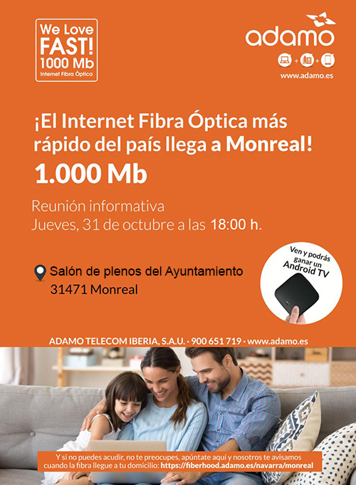 ¡El internet Fibra óptica más rápido del país llega a Monreal!