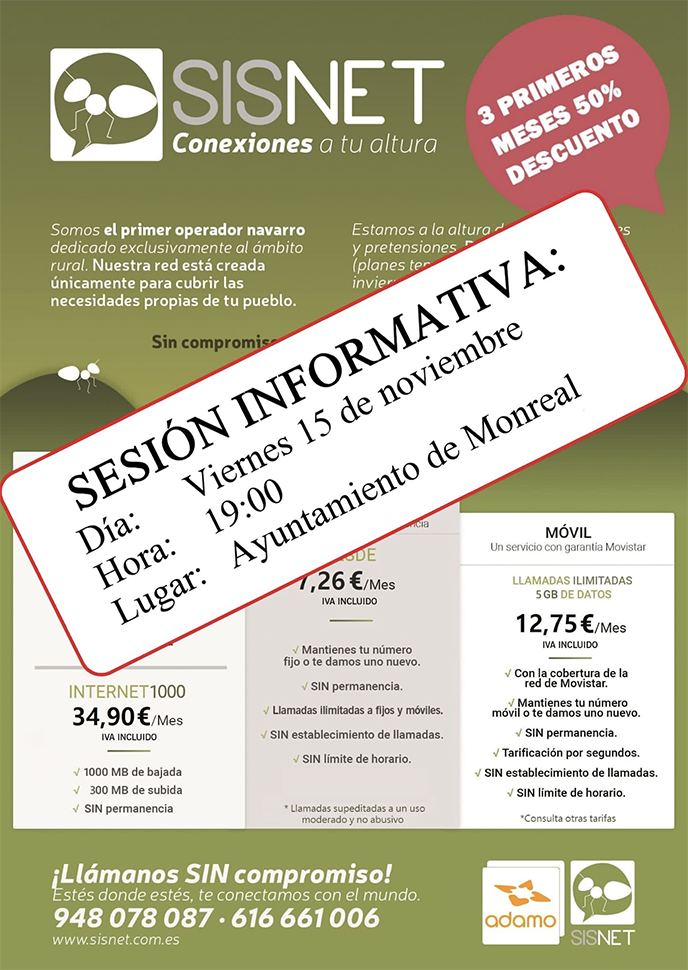 Sesión informativa Fibra óptica SISNET Sesión informativa Fibra óptica SISNET