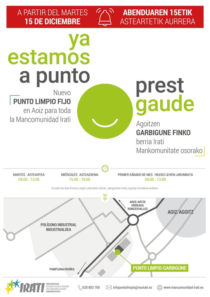 Nuevo punto limpio en Aoiz para la Mancomunidad de Irati Nuevo punto limpio en Aoiz para la Mancomunidad de Irati