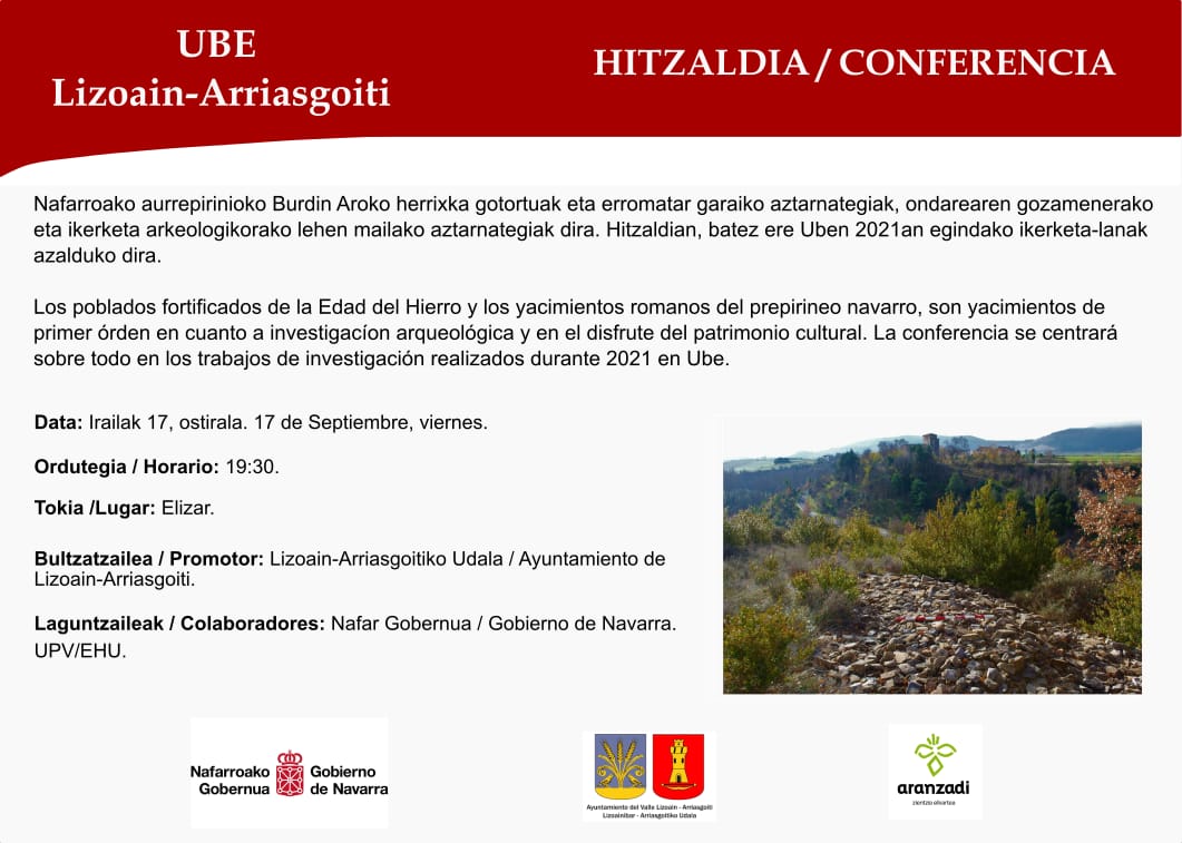 Charla de Aranzadi sobre los trabajos realizados en Ube(Lizoain)/Aranzadiren hitzaldia Uben egindako ikerketa-lanez